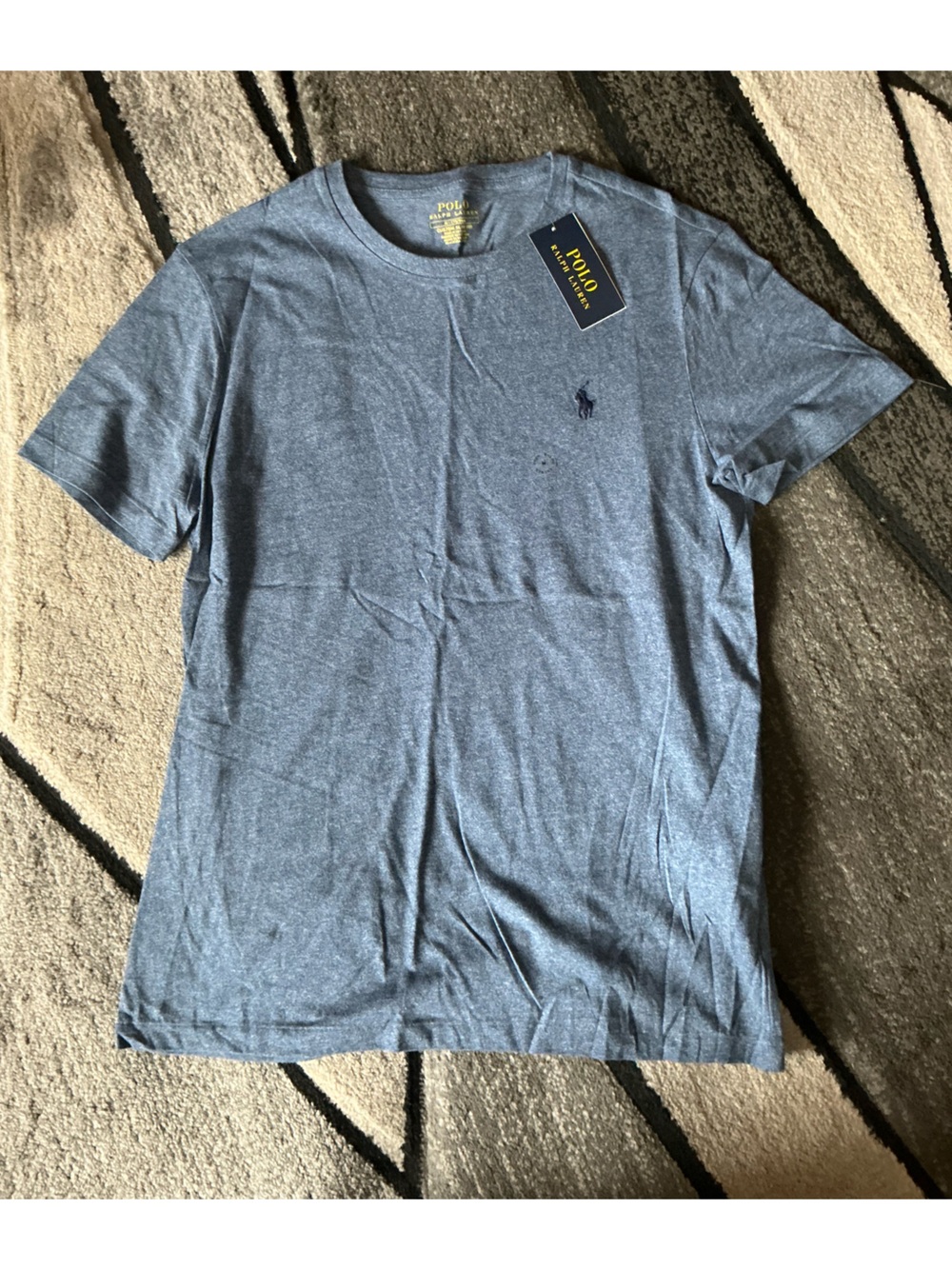 Size Medium - Polo Ralph Lauren Heather Blue Cotton Custom Slim Fit Tee Shirt